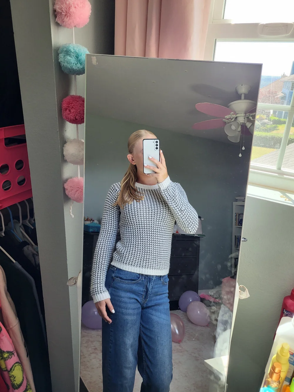 Planet Gold White and Gray Knit Sweater